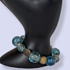 (2/$20) Swirling Blue Glass Stretch Bracelet